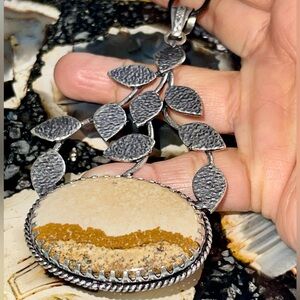 Large Leaf Picture Jasper Pendant 4”